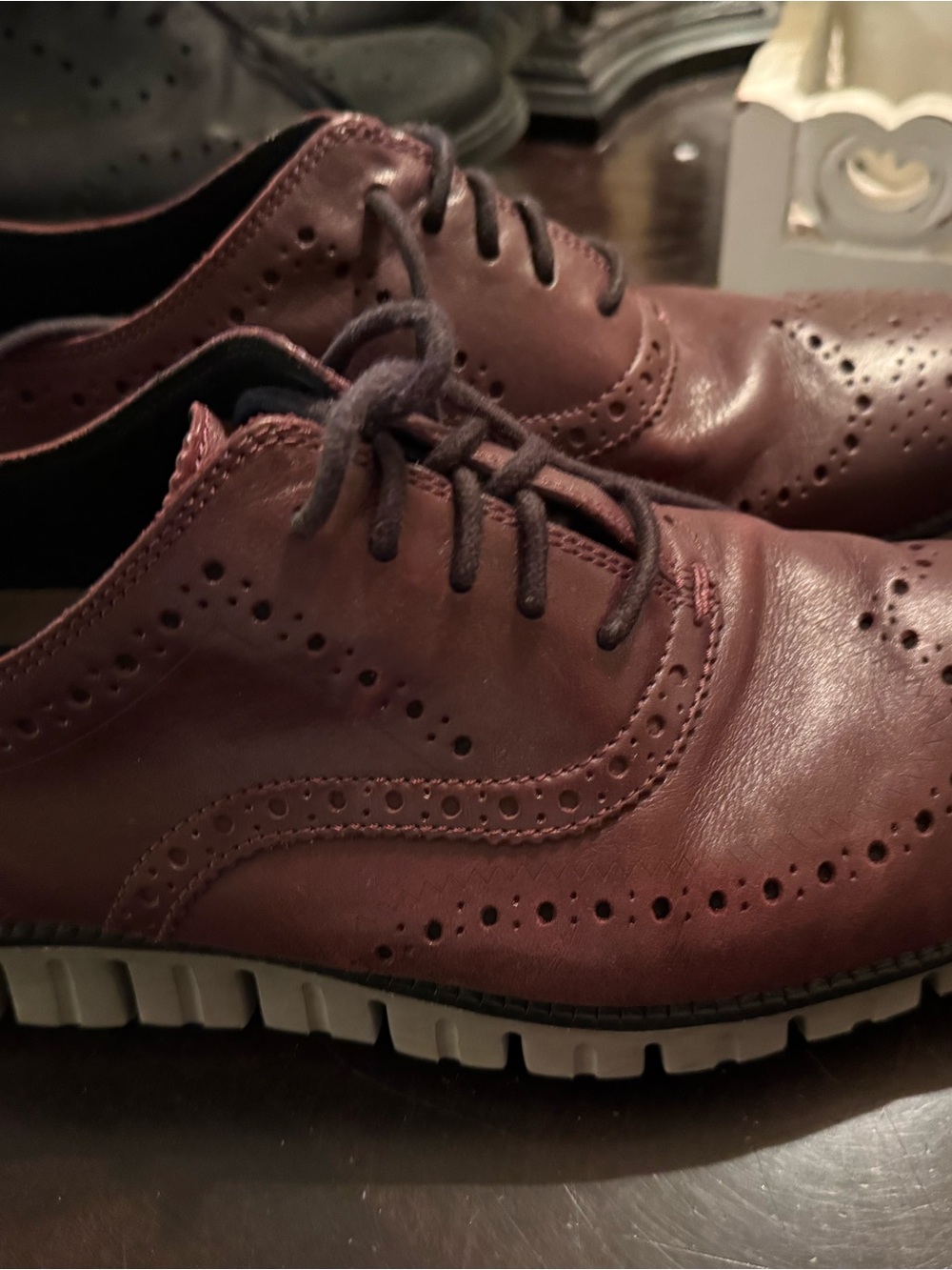 Cole Haan Men's Zerogrand Wingtip Derby in Burgundy Leather